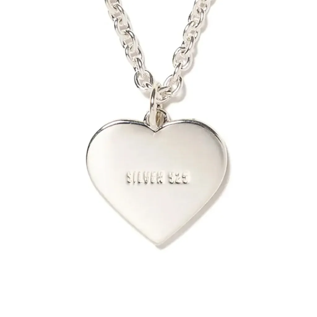 Heart Silver Necklace - Red