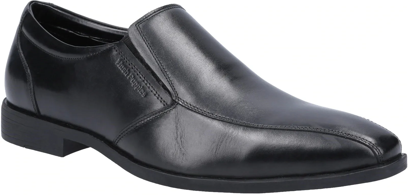 Hush Puppies Mens Brogues Smart Slip On Black Formal Shoes Leather