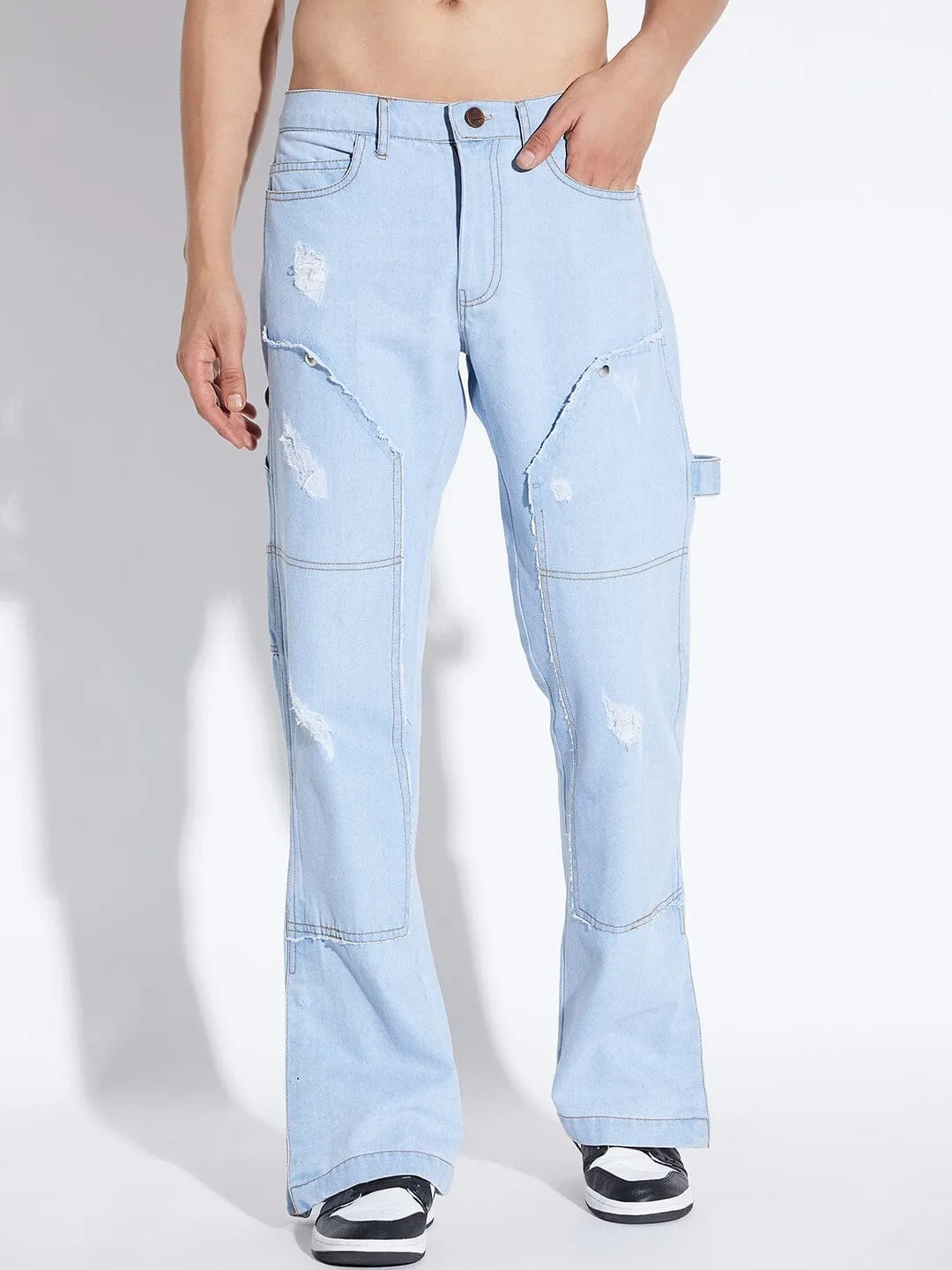 Ice Carpenter Patched Flared Denim