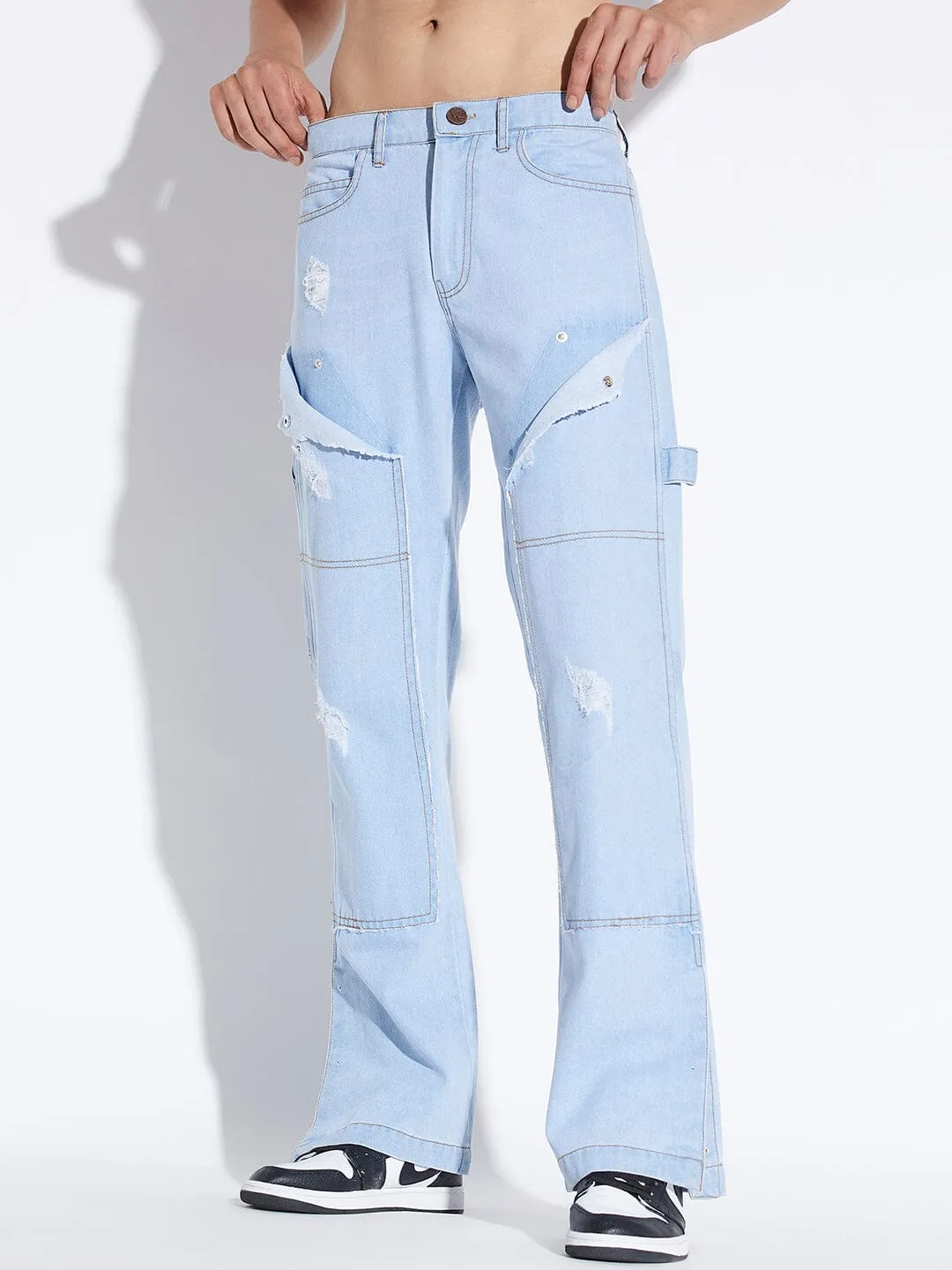 Ice Carpenter Patched Flared Denim