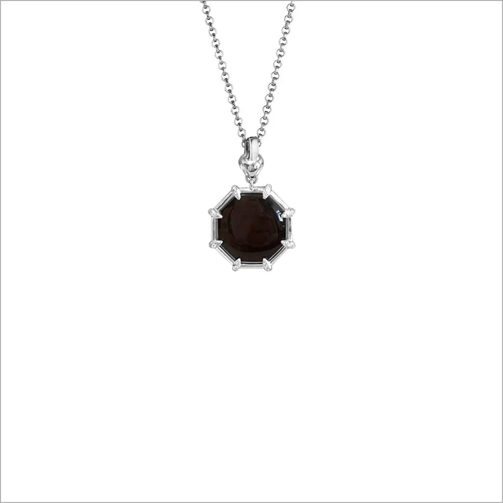 Icona Black Onyx & Diamond Small Sterling Silver Necklace