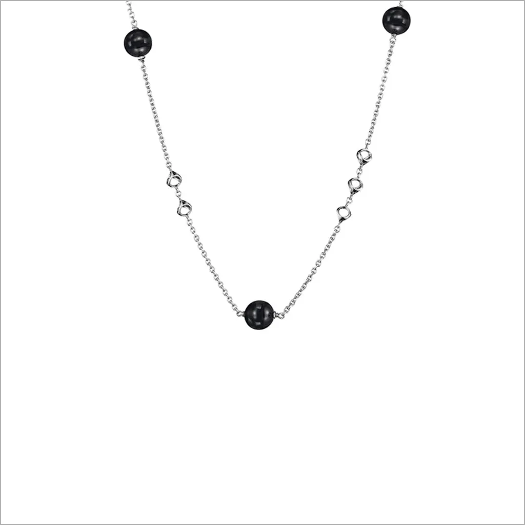 Icona Sterling Silver 18 Necklace with Black Onyx