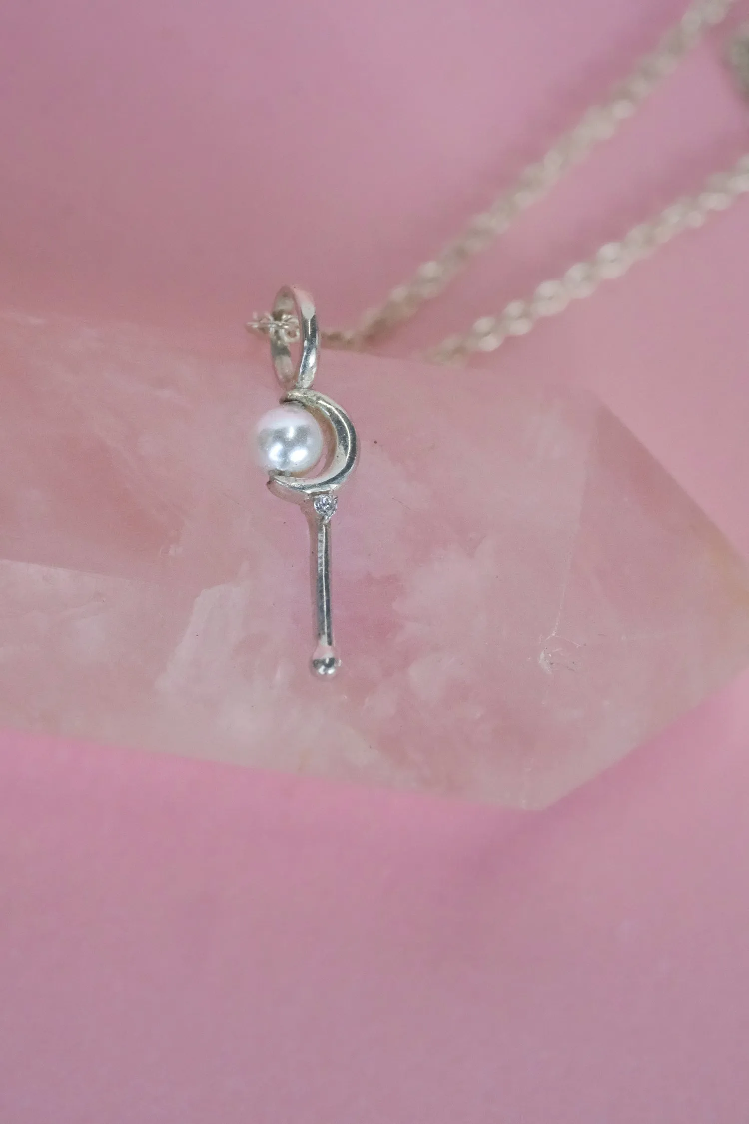 In The Name Of The Moon Pearl Wand Necklace - Sterling Silver (PRE-ORDER)