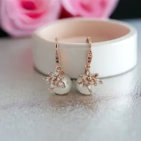 Ivory Radiance Earrings in Rose Gold White