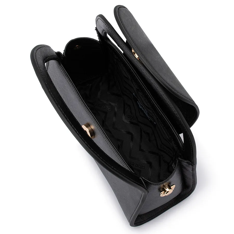 IVY CURVED HANDLE BAG - BLACK