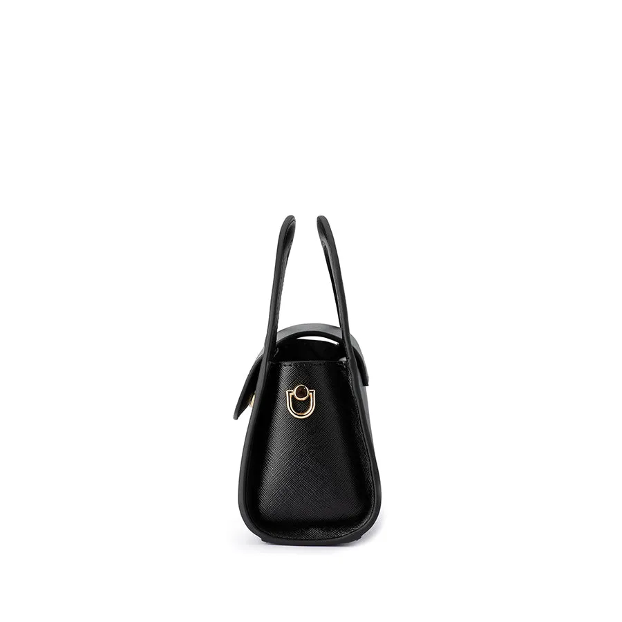 IVY CURVED HANDLE BAG - BLACK