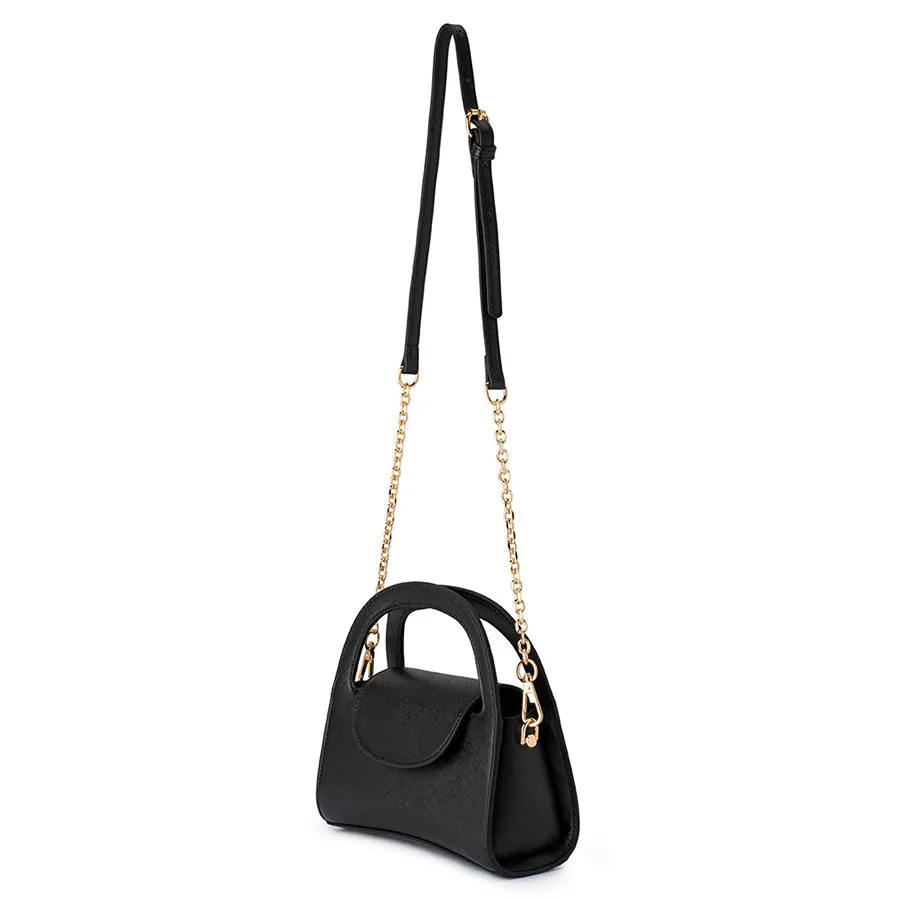 IVY CURVED HANDLE BAG - BLACK