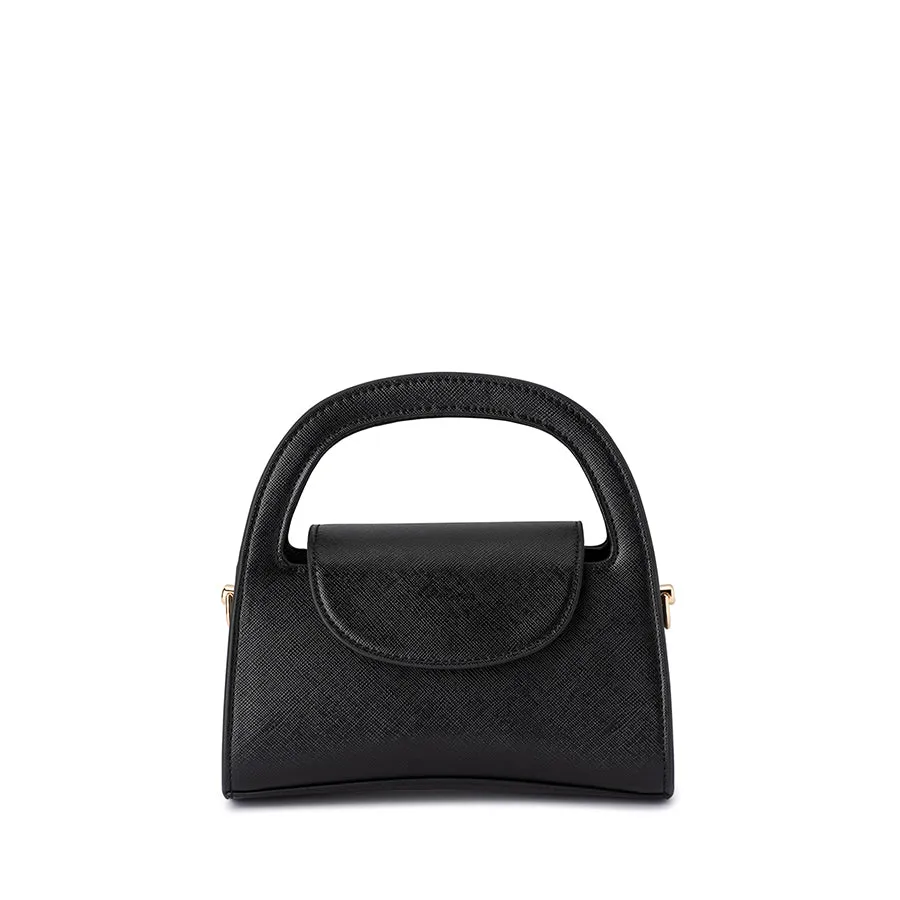 IVY CURVED HANDLE BAG - BLACK