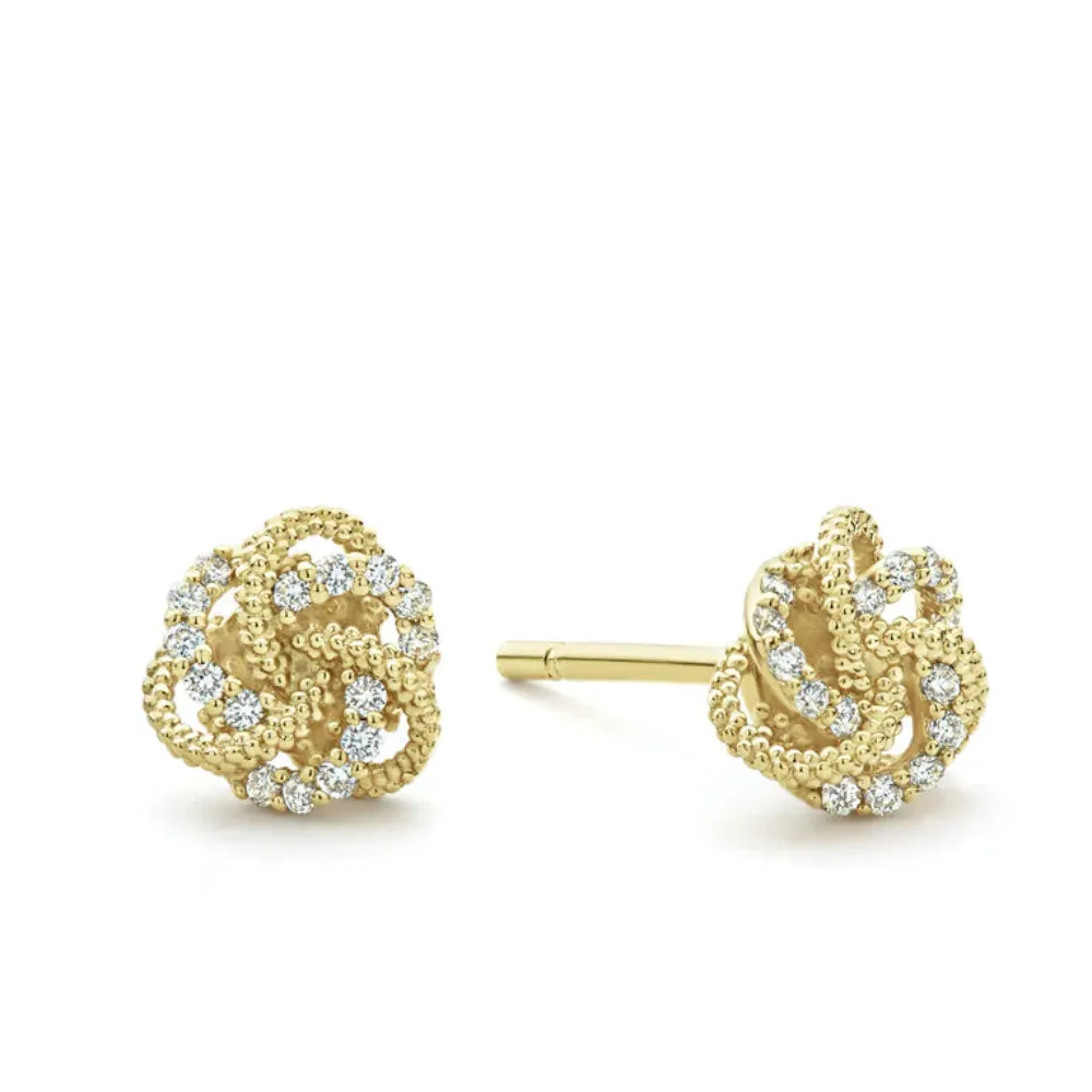 Lagos 18k Gold Love Knot Diamond Earrings