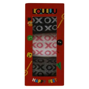 Louluu Women Xox Design Tennis Ankle Socks  3 Pieces Box-2