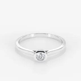 Luna Bezel Solitaire Ring 18K White Gold