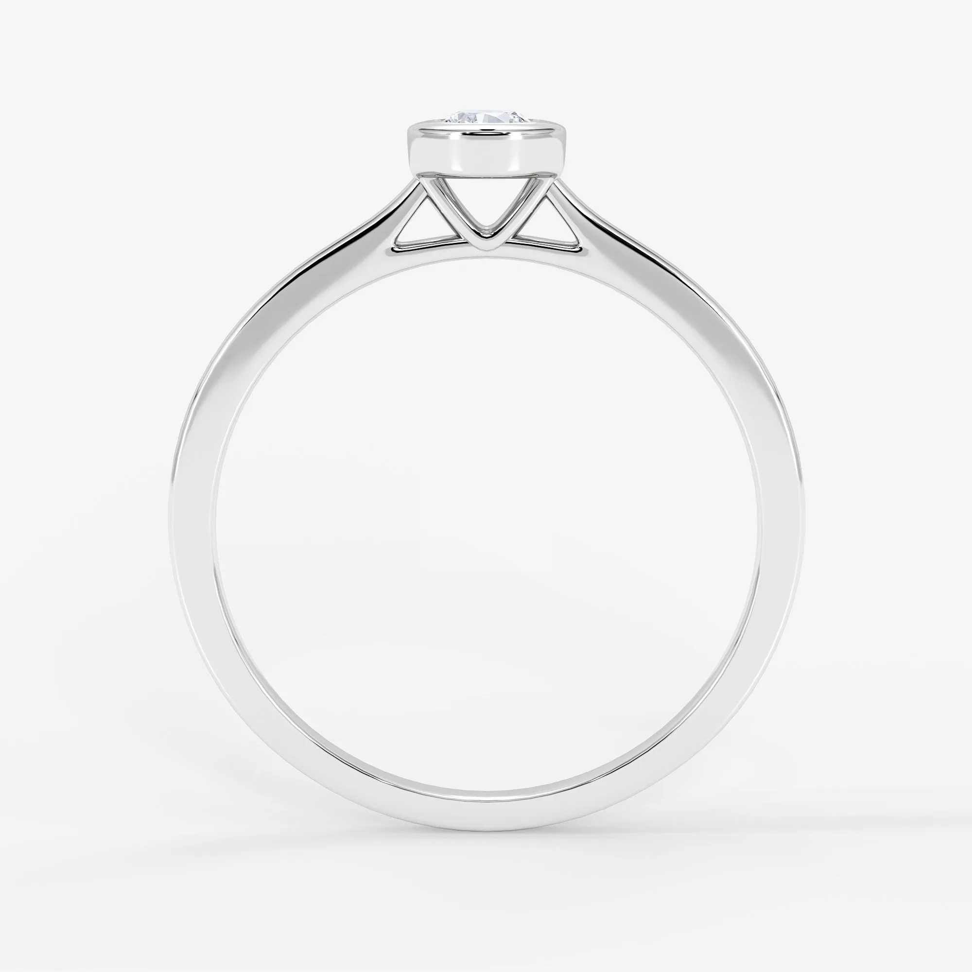 Luna Bezel Solitaire Ring 18K White Gold