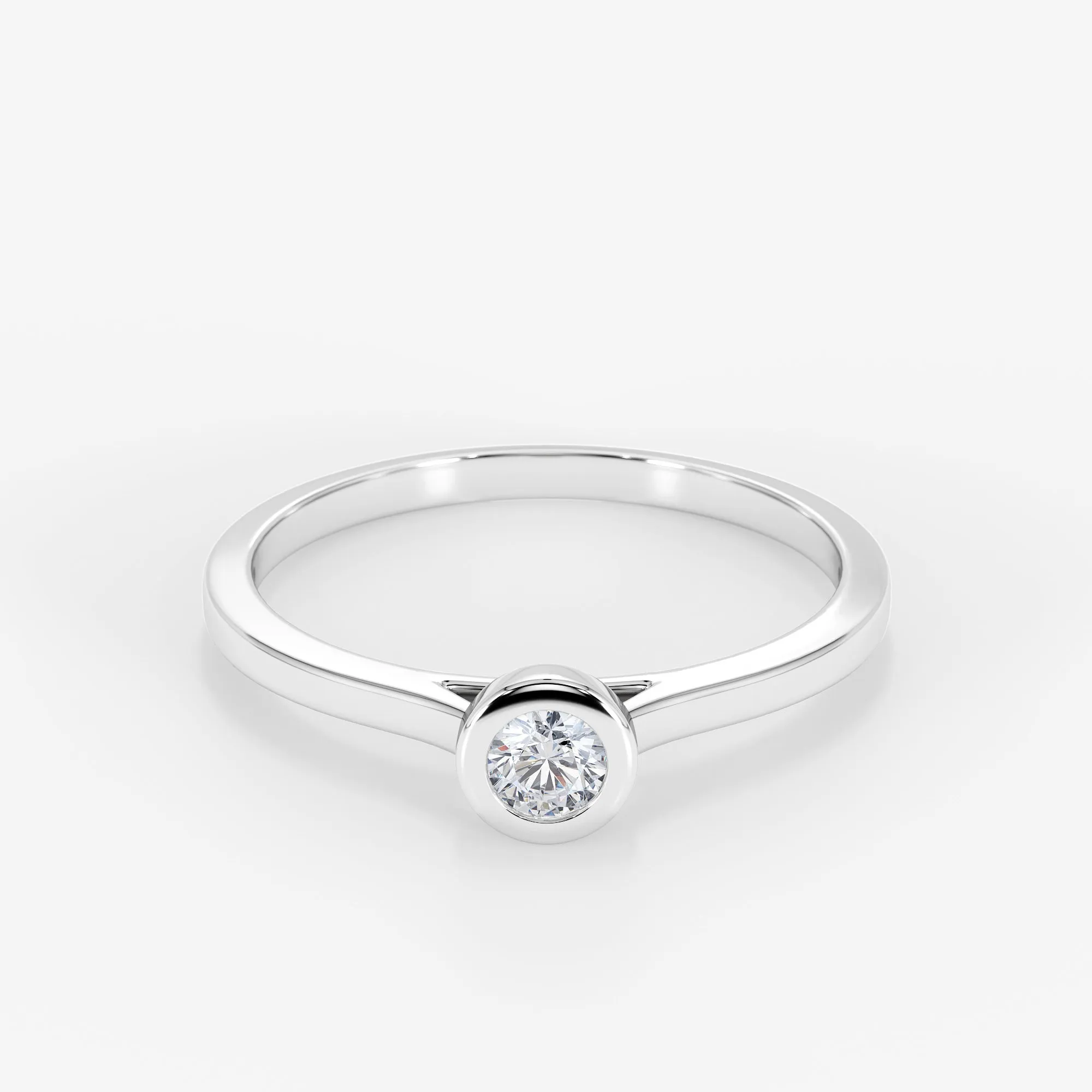 Luna Bezel Solitaire Ring 18K White Gold