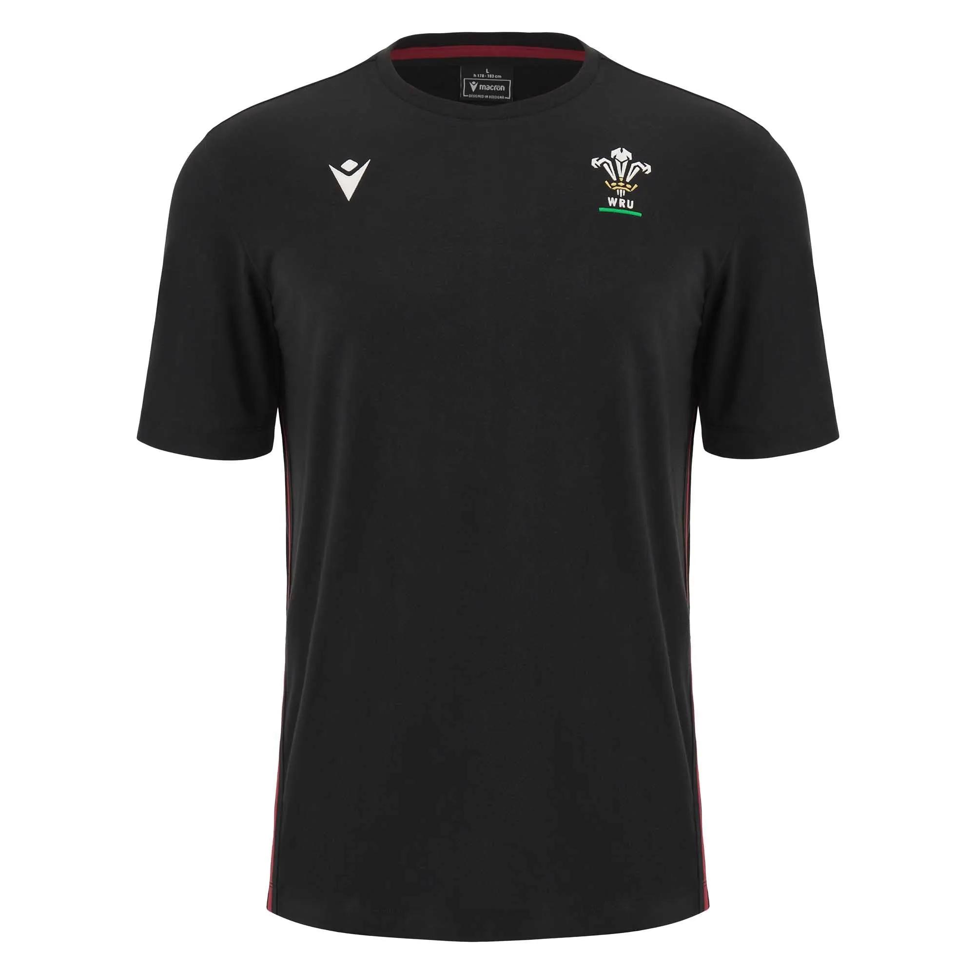 Macron Men's Wales Rugby Travel T-Shirt 23/24 - Black