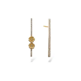 MATCHSTICK PAV SIGNATURE DOUBLE PRIMROSE EARRINGS