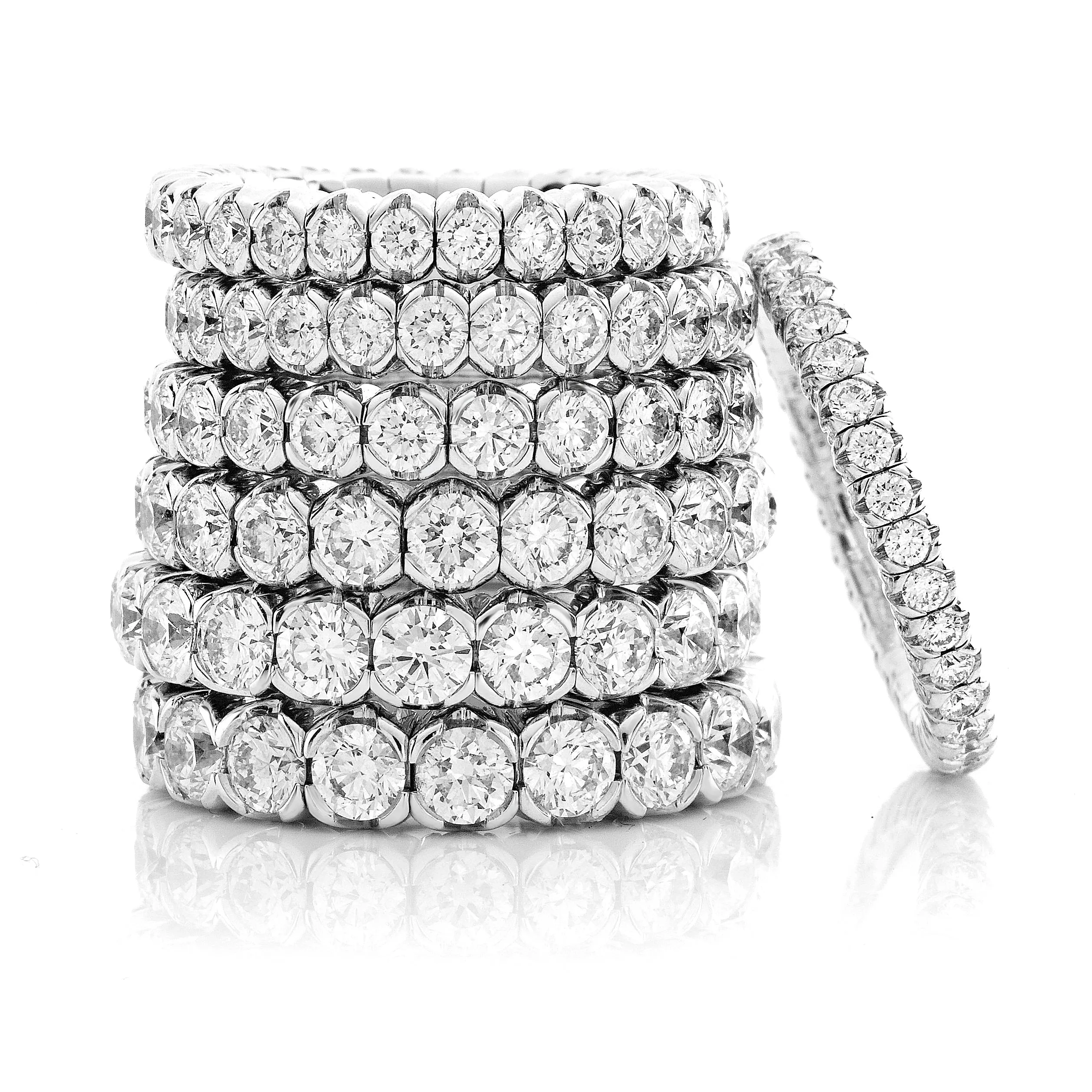 Mattioli X-Band Celebration Stretch Diamond Eternity Band Ring 18K 1.31 carats tw