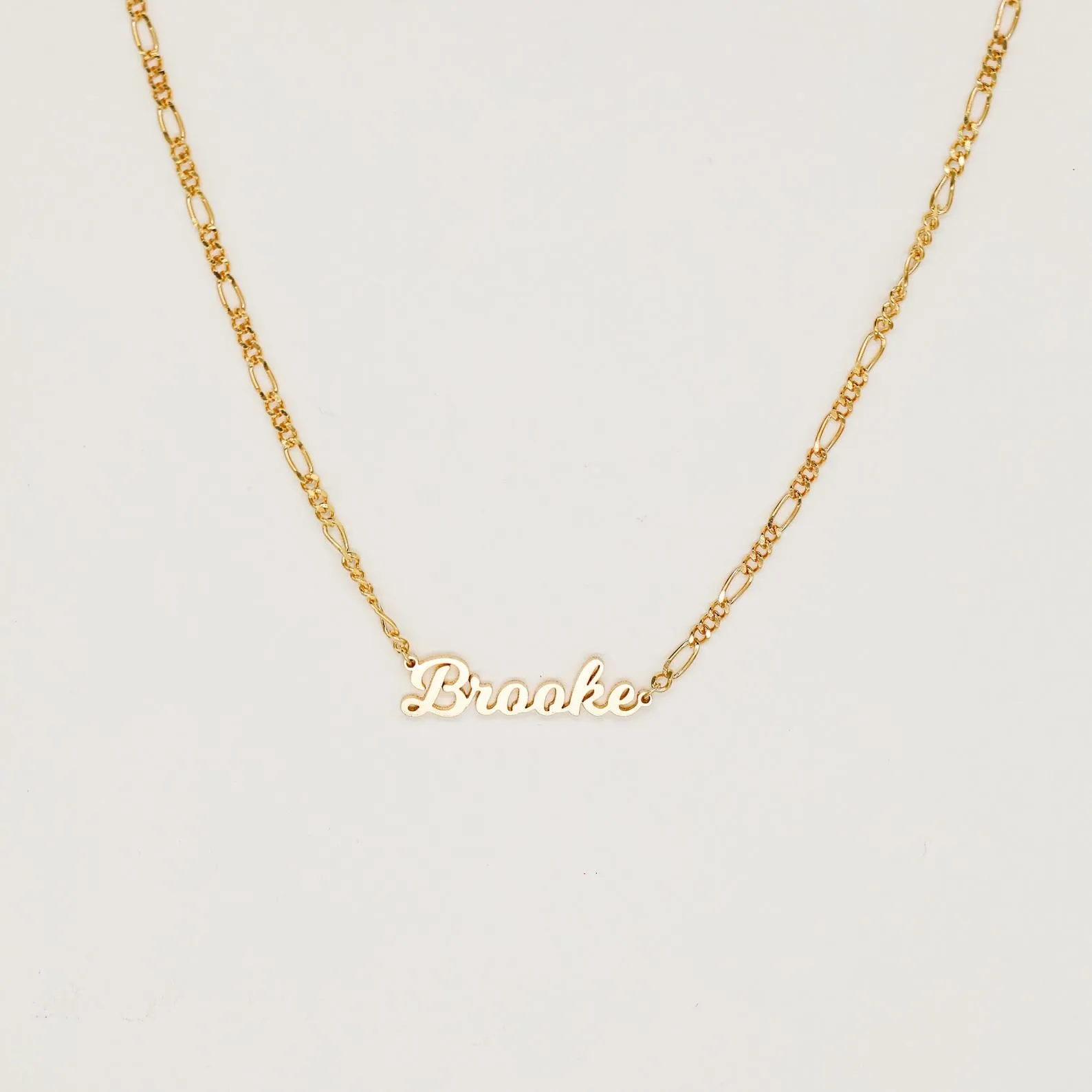 Mellow Name Necklace in Figaro Chain