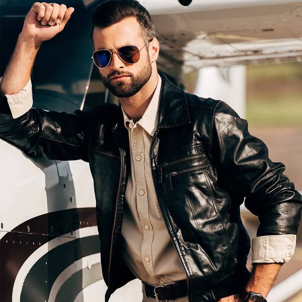 Men's Leather Bomber Jacket | KC Leather Signature Range - Mark