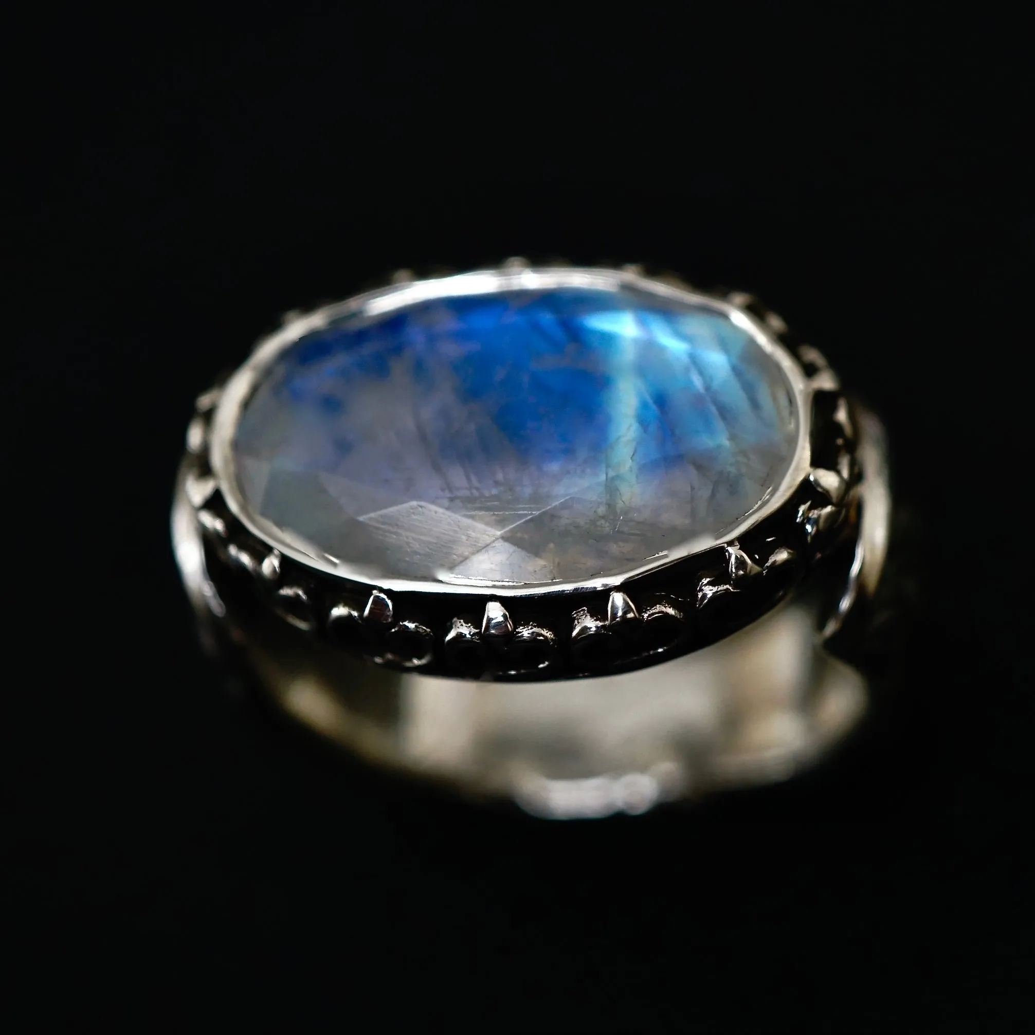 Moonstone Ring Sterling Silver Handmade Unique Men's Jewelry natural selected gemstone size 10