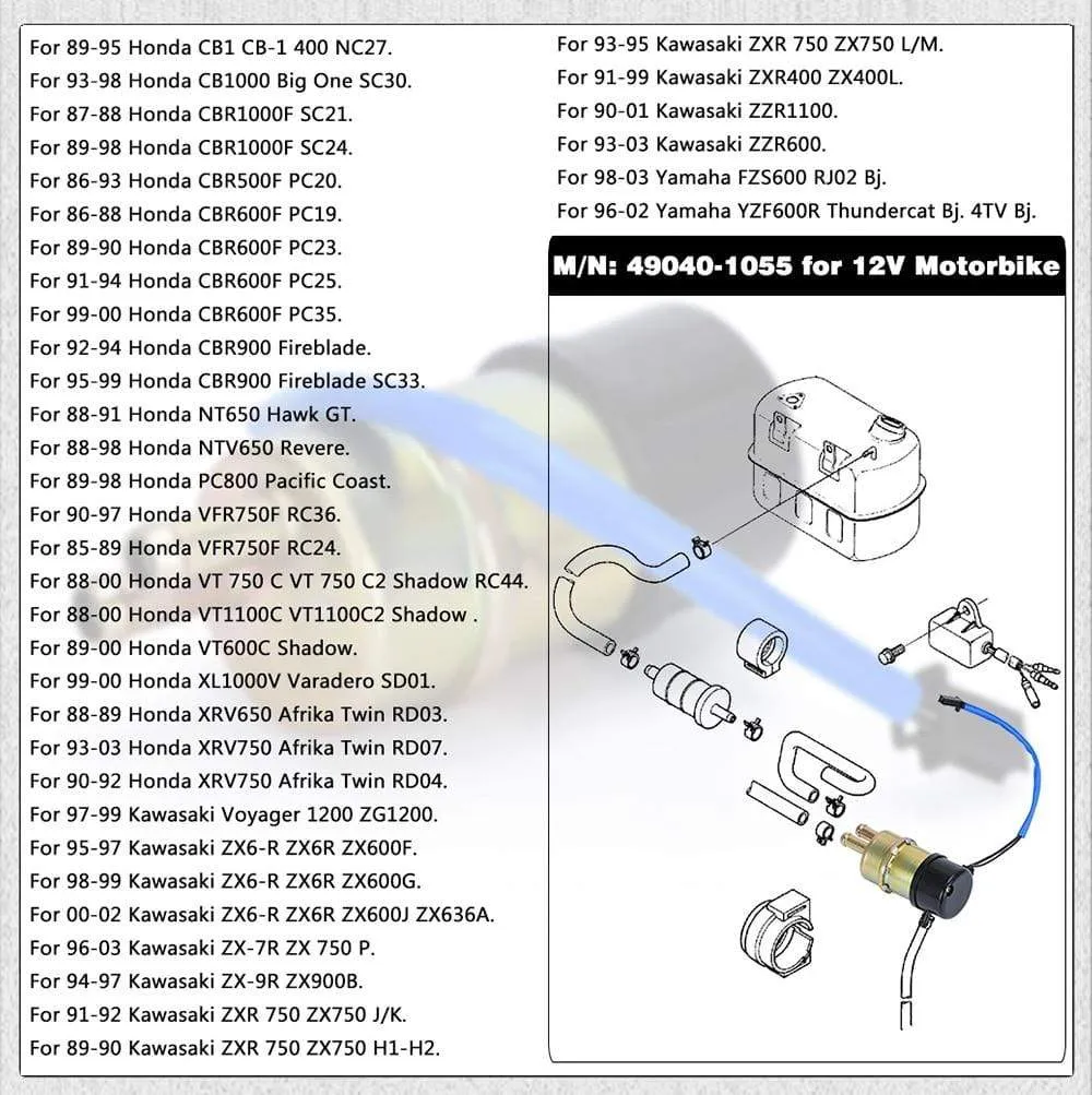 Motorcycle Fuel Pump 12v Fuel Pump For CBR600F CBR600F2 CBR600F3 CBR600F4 1987-2000 PQY-DZB11