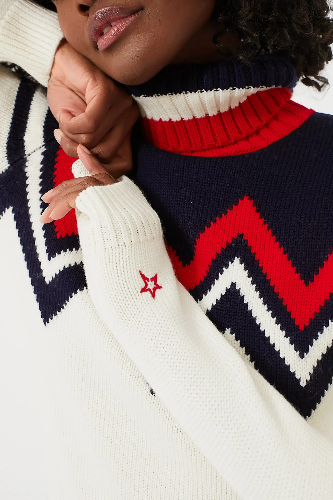 Navy and Snow White Alpine Sweater