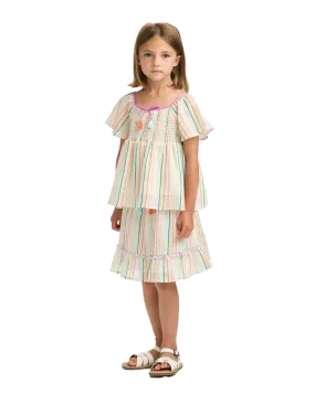 NICOLE MILLER GIRLS SS24 Stripe Skirt with Tassels