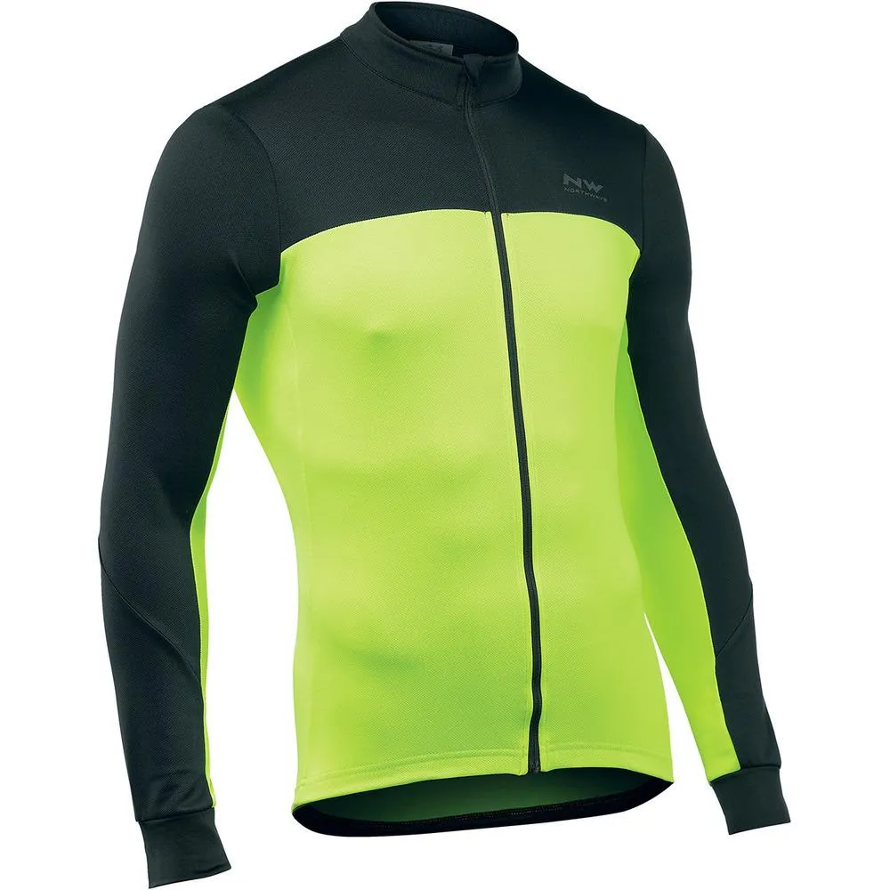 Northwave Force 2 Jersey Long Sleeves Black/Yellow Fluo