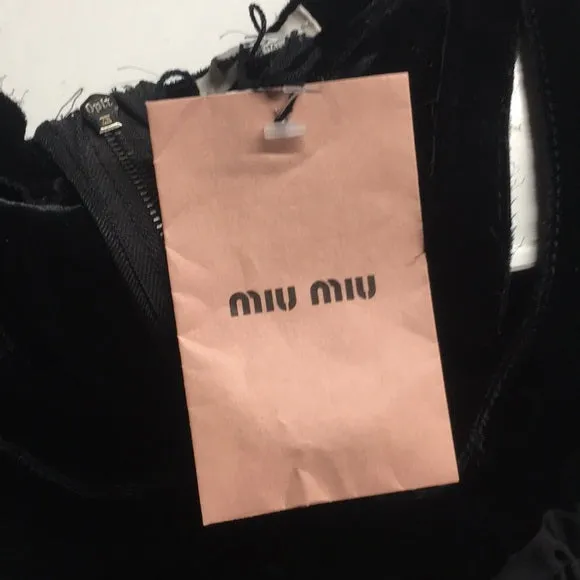 NWT Miu Miu Black Velvet Babydoll Mini Dress