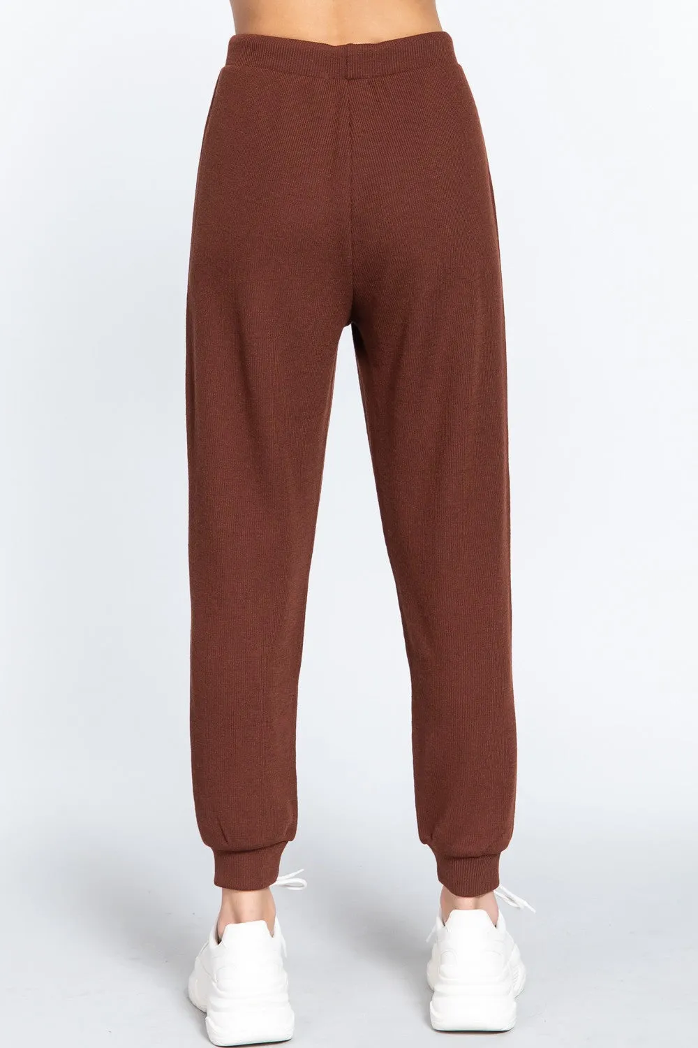 OAK BROWN WAIST STRING DETAIL HACCI JOGGERS