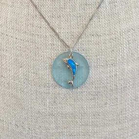 Opal Dolphin Sea Glass Necklace