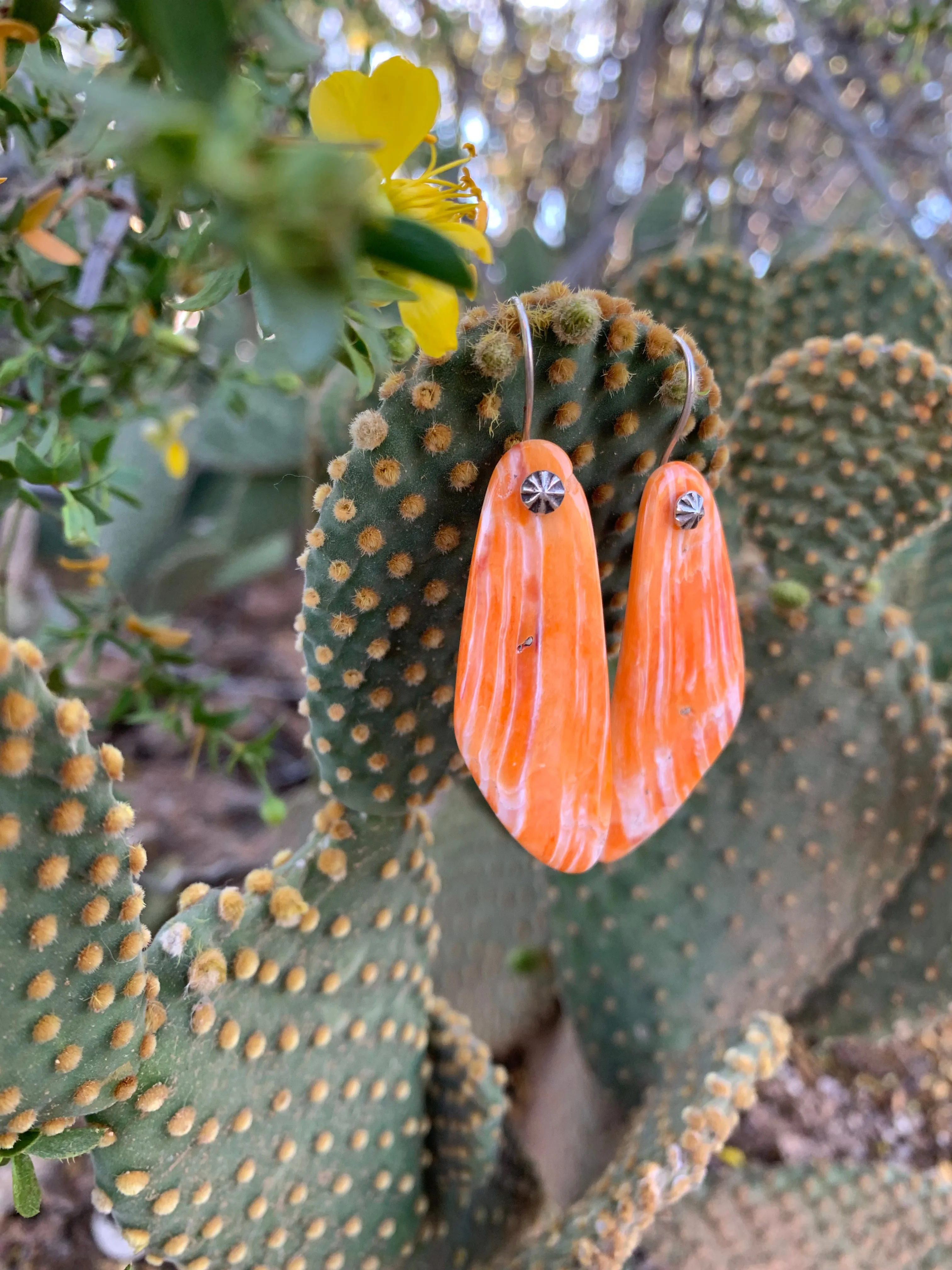 Orange Spiny Oyster Shell earrings