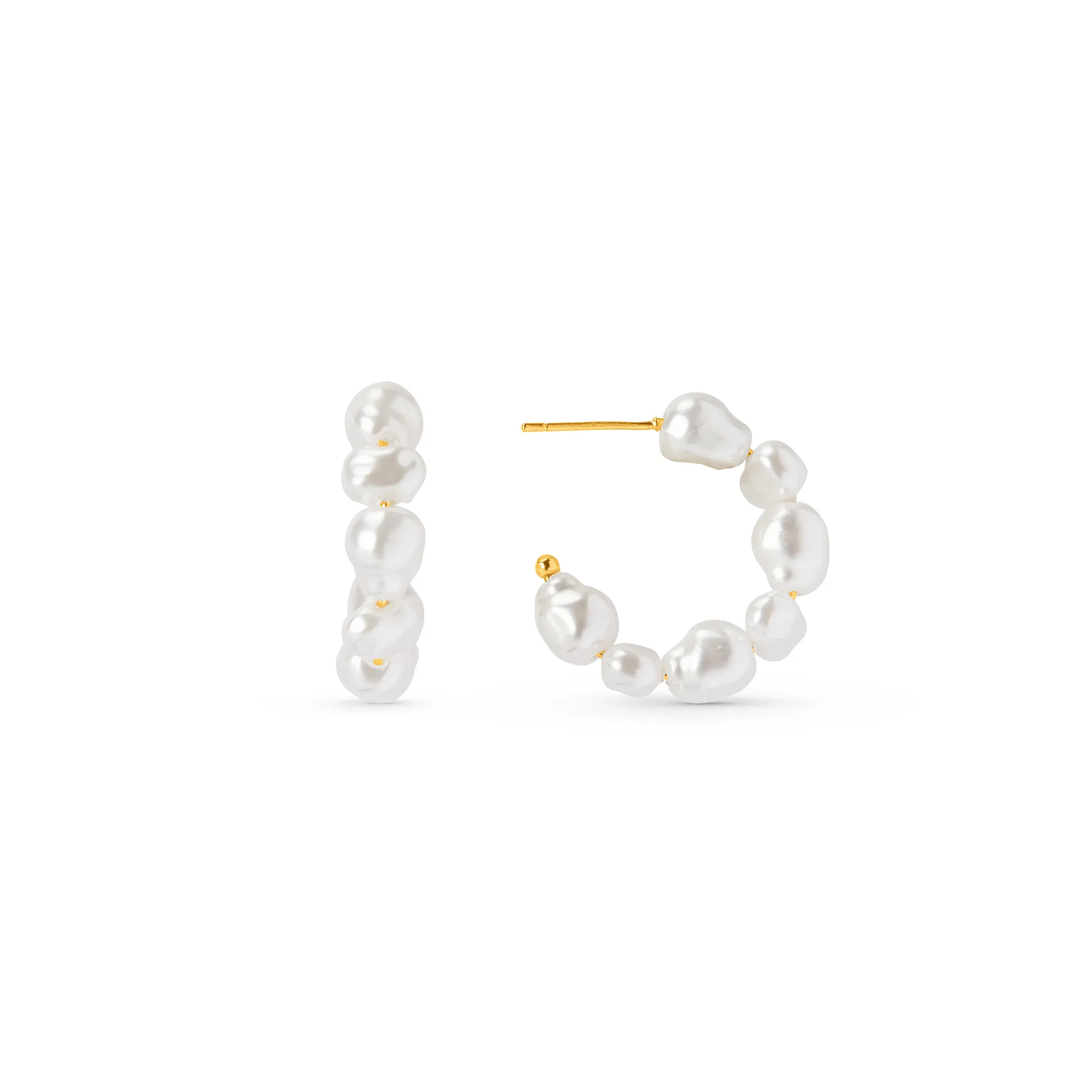 Organic Pearl Mid-Sized Hoop Earrings