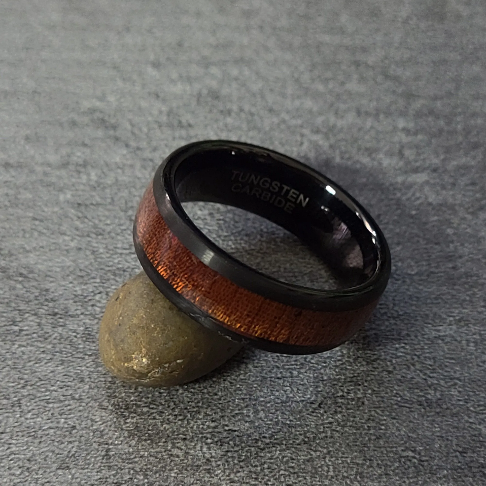 Personalized Engraved Men's Wood Inlay Tungsten Promise Ring