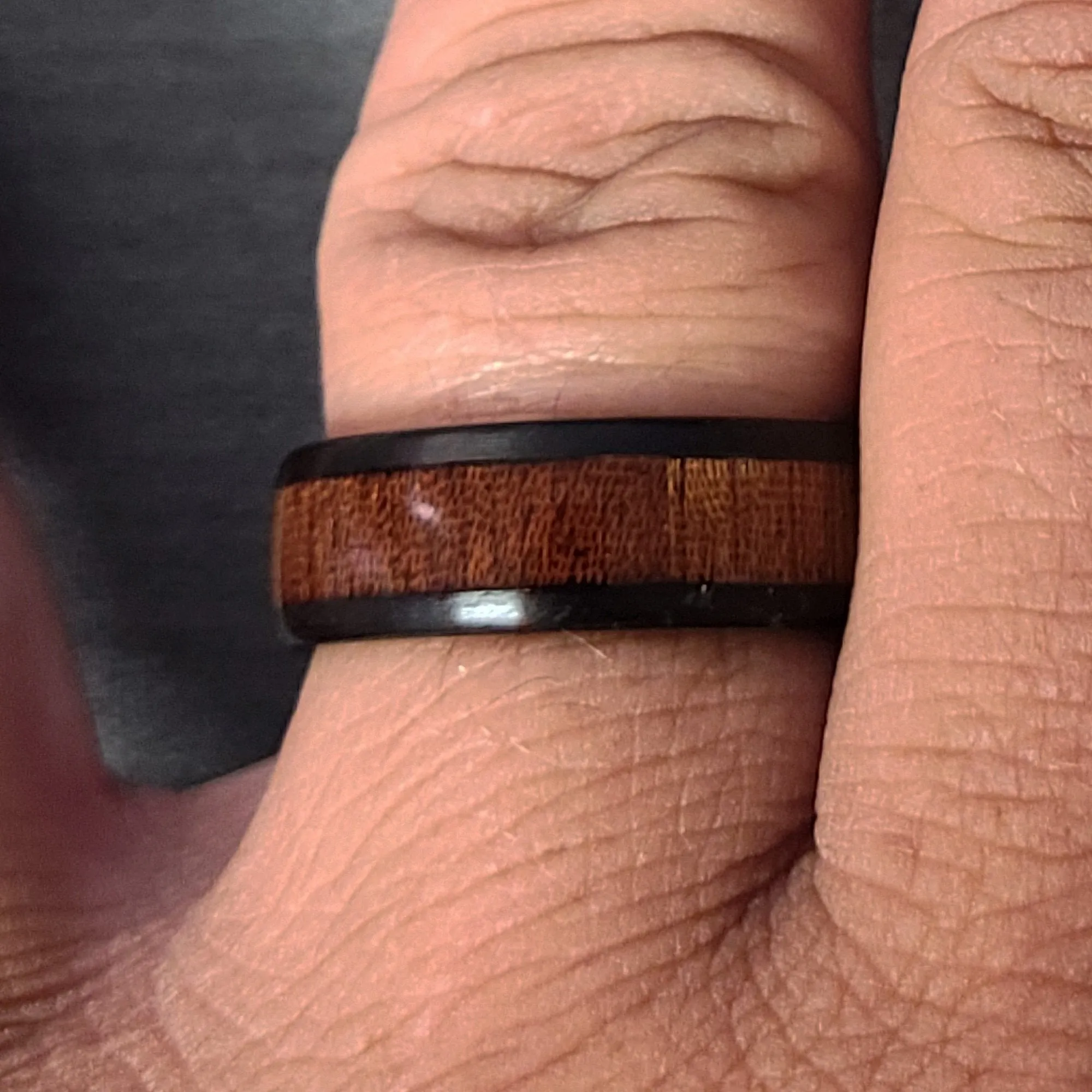 Personalized Engraved Men's Wood Inlay Tungsten Promise Ring