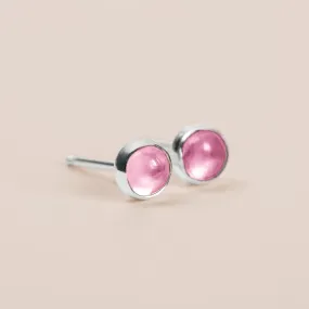 Pink Sapphire Gemstone Stud Earrings