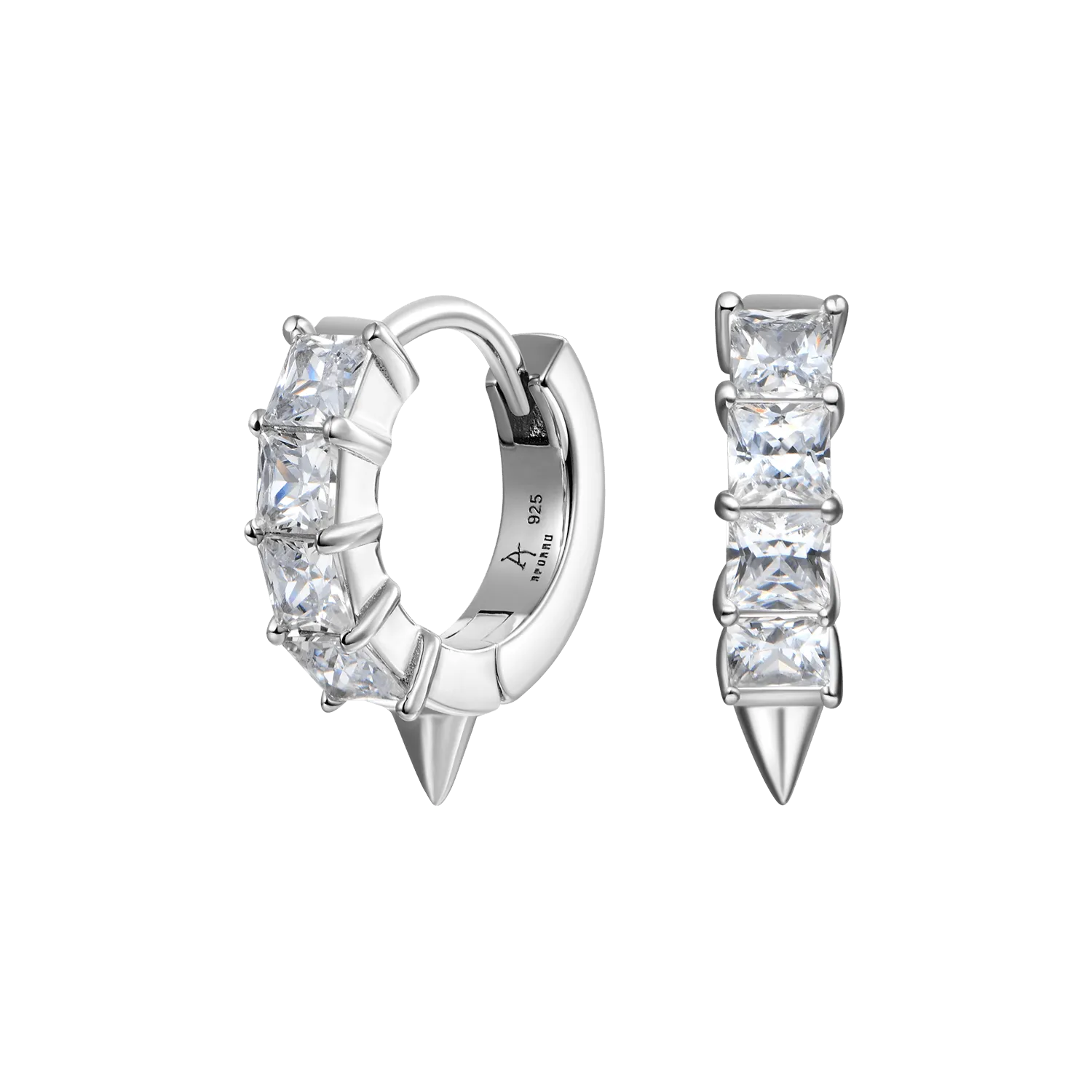 Princess Cut Spike Hoop Earrings - Pair