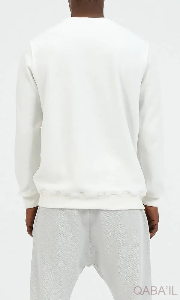 QL Round Collar Longline Sweatshirt in Cream