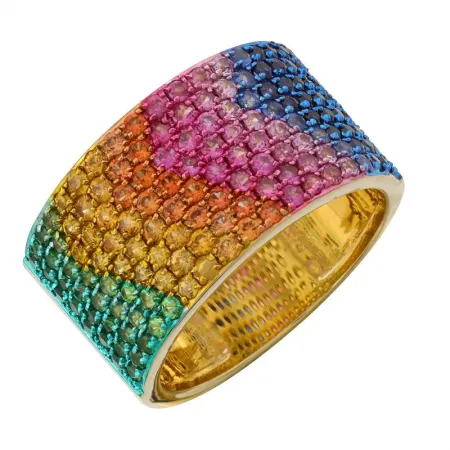 Rainbow Pave Cigar Ring