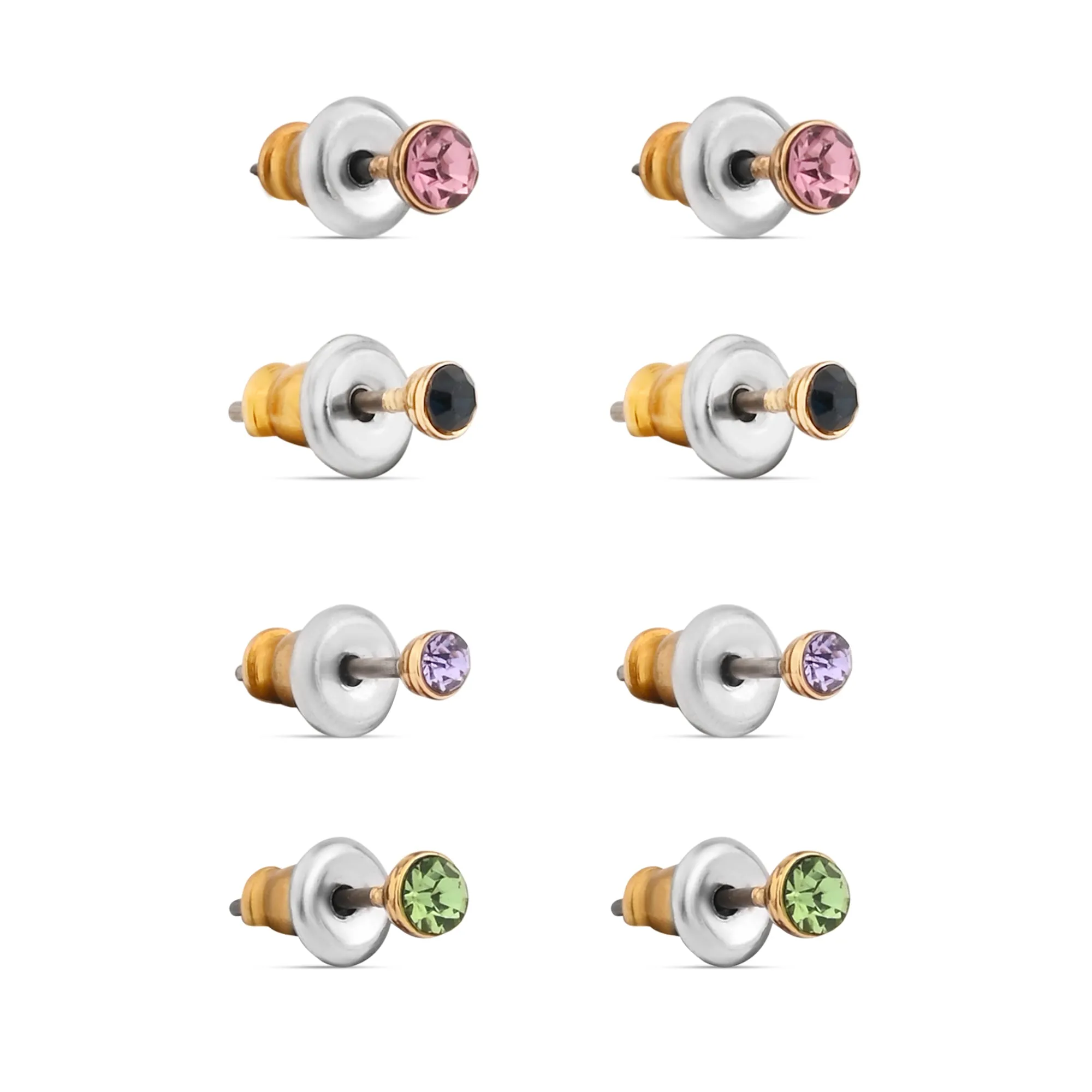 Real Gold Plated Multi Stud Earrings Pack of Four