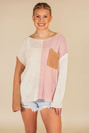 Sheer Passion Color Block Knit Sweater