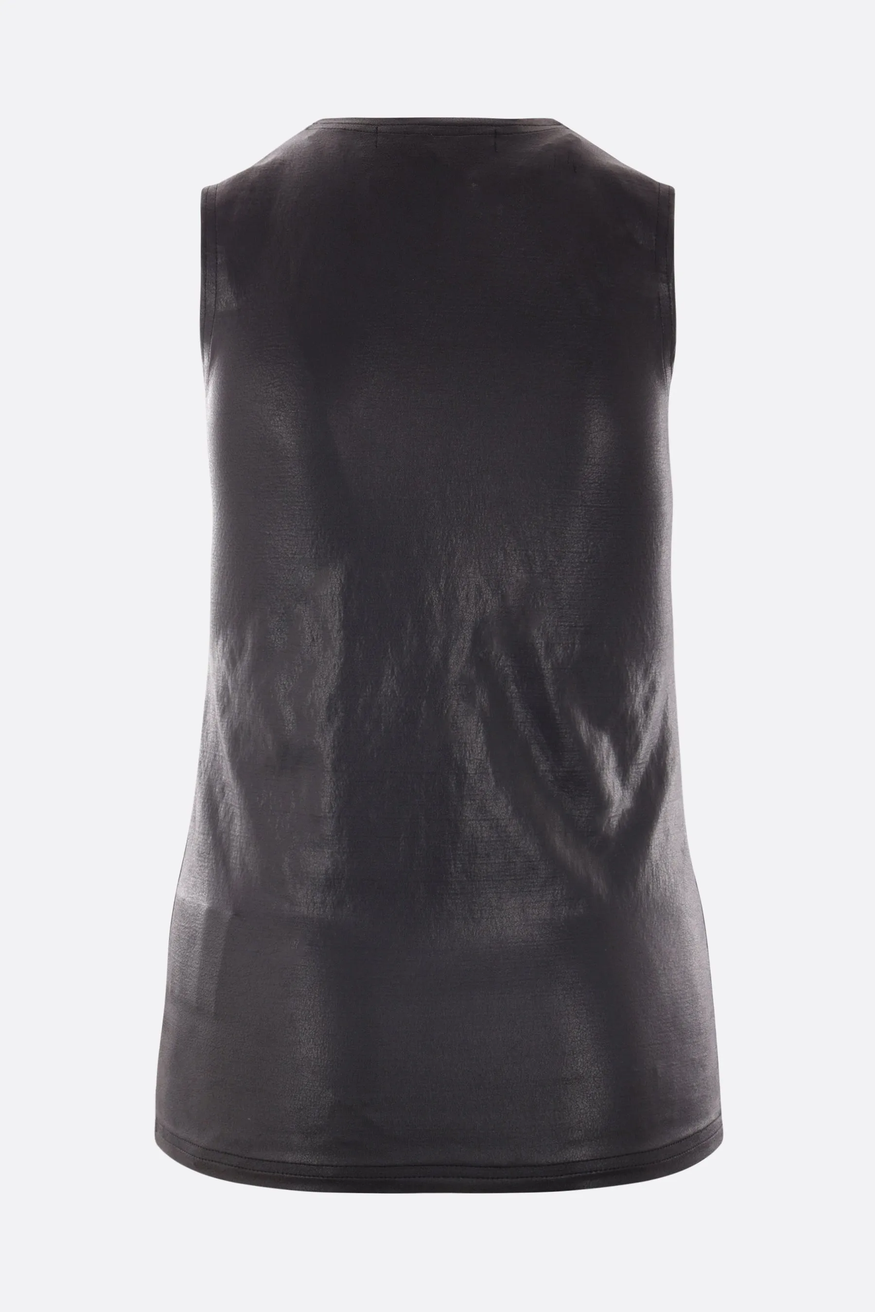 shiny nylon sleeveless cropped top