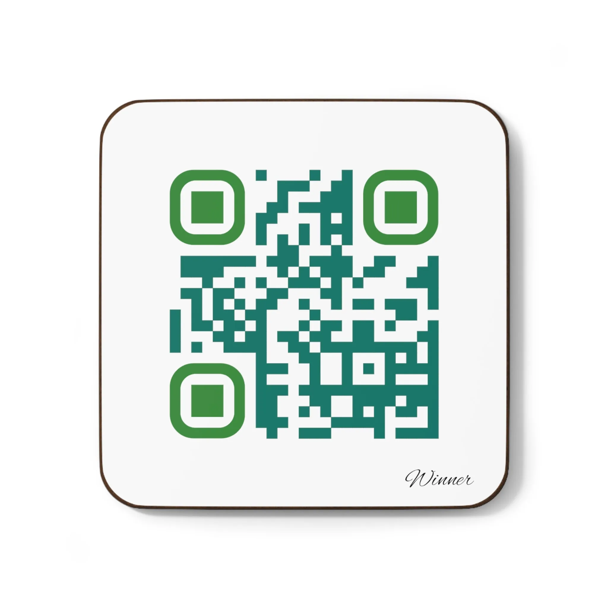 Single QR Code Hardboard Back 1 piece Coaster - A Winner Never Quits