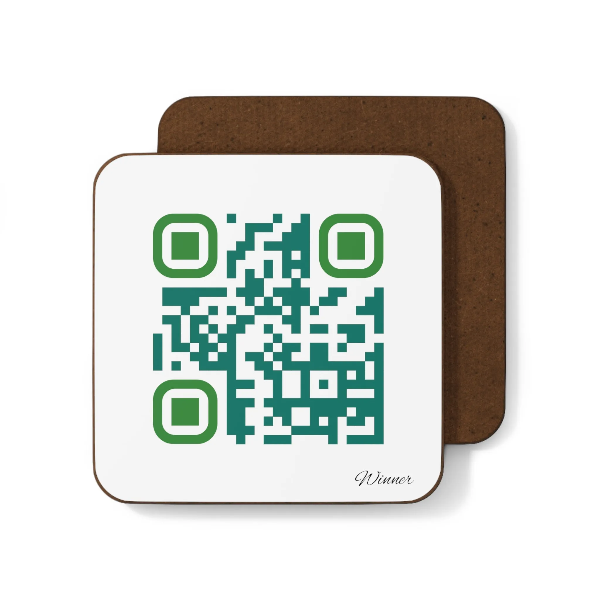 Single QR Code Hardboard Back 1 piece Coaster - A Winner Never Quits