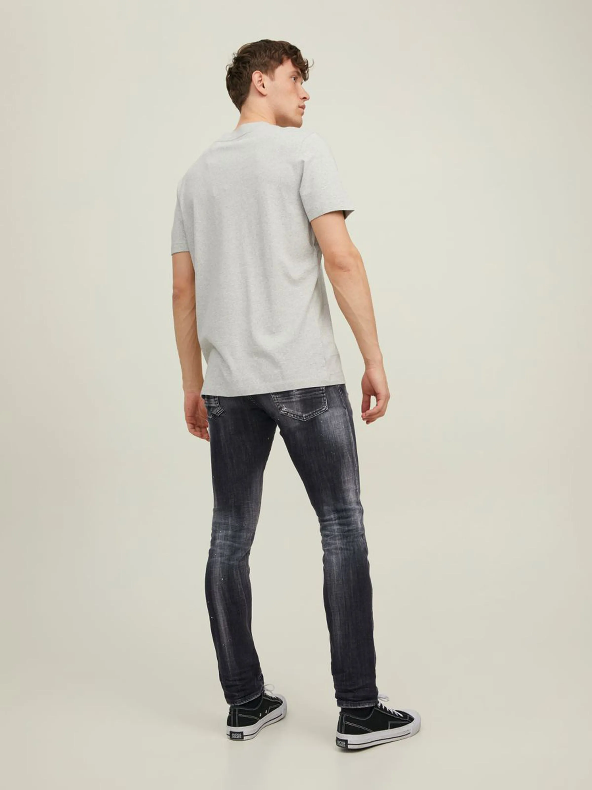 Slim Fit Glen Distressed Denim (Black)