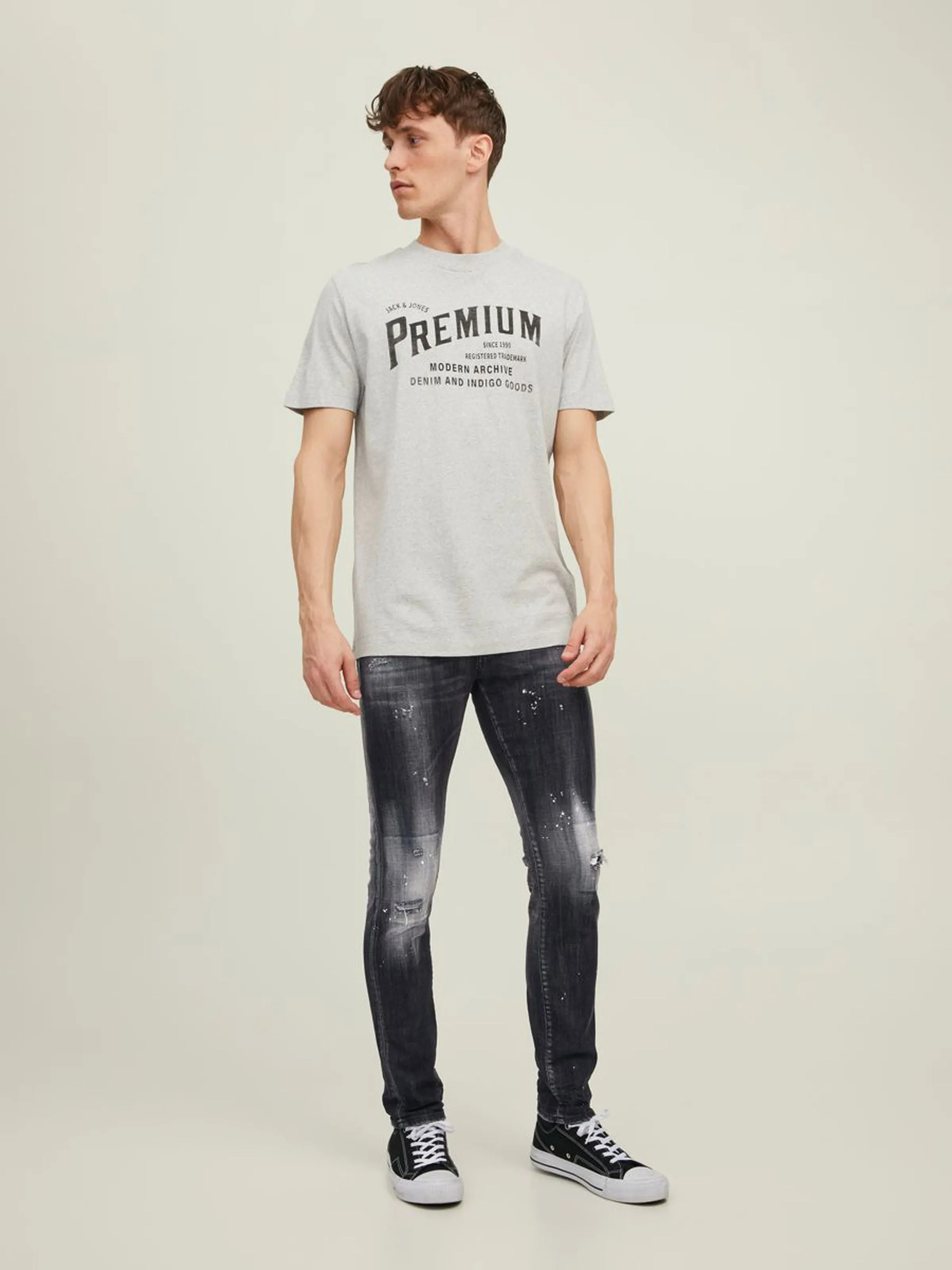 Slim Fit Glen Distressed Denim (Black)