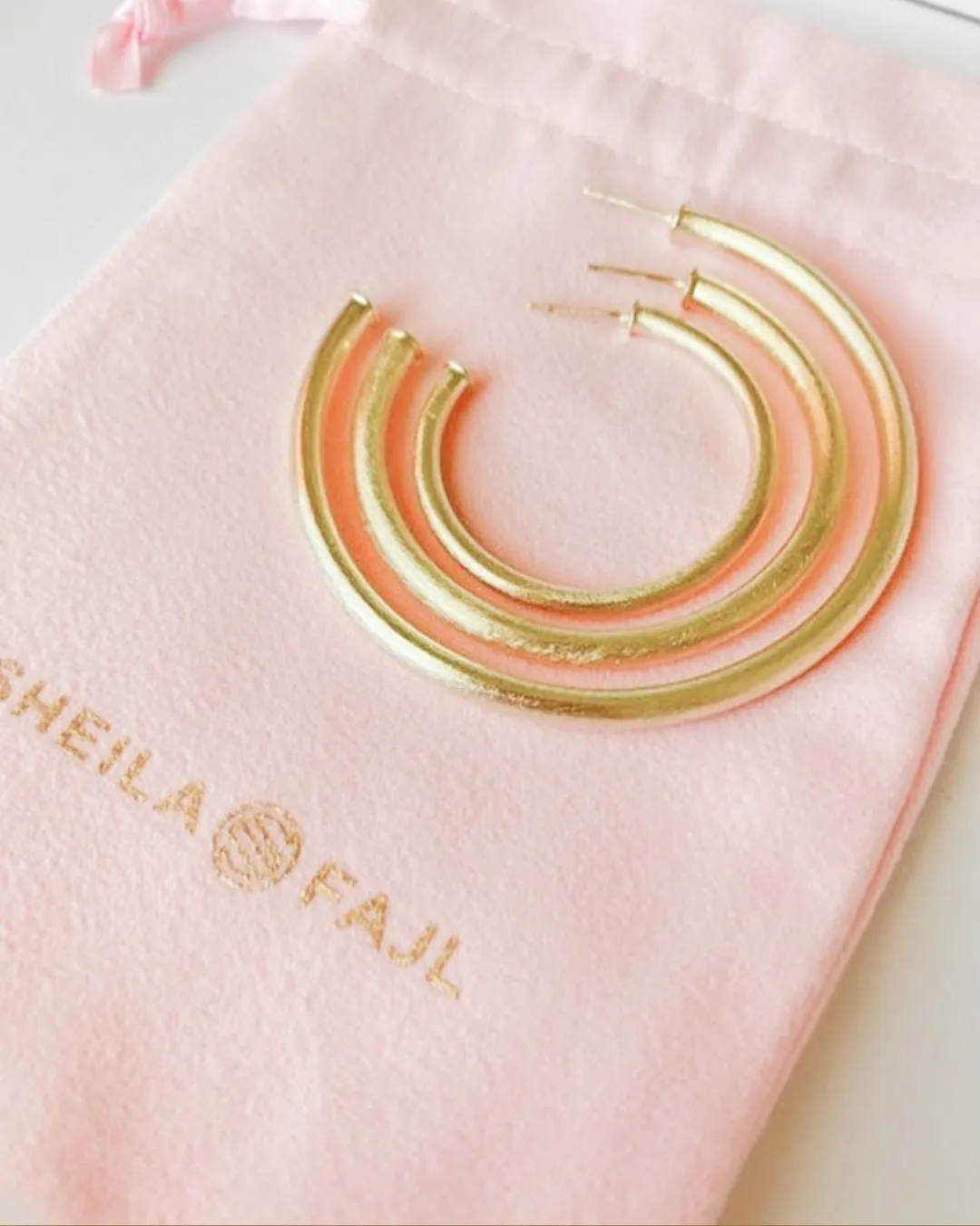 Small Everybody's Favorite Hoops with post in gold by Sheila Fajl