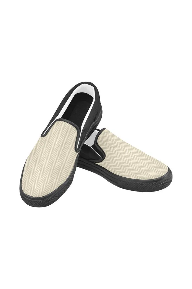 Soybean & Sweet Corn Herringbone Men's Slip-on Canvas Shoes (Model 019)