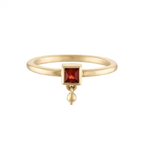 Square Drop Garnet Ring