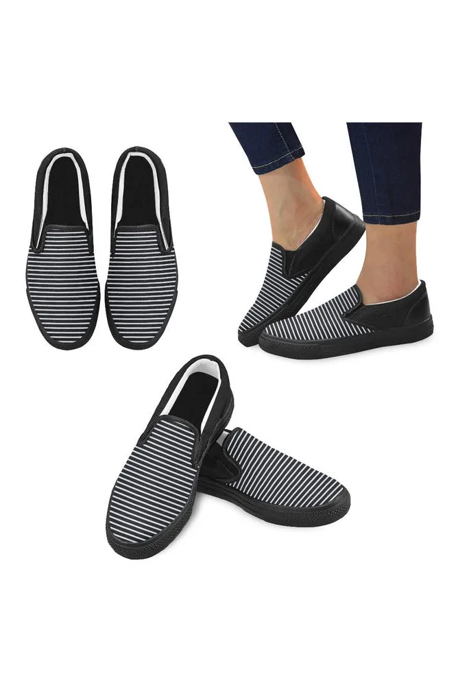 Stripes Men's Slip-on Canvas Shoes (Model 019)