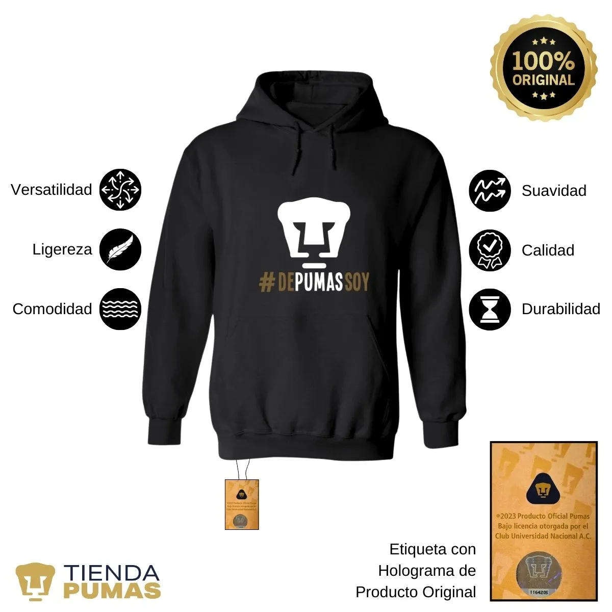 Sudadera Hombre Hoodie Pumas UNAM De Pumas Soy